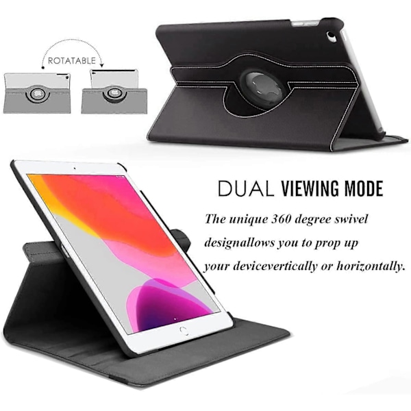 (Svart) Ny iPad 9.7 2018 2017 / iPad Air 2 Fodral - 360 Graders Roterande Ställ Skyddande Skal med Auto Sleep Wake för iPad 9.7 tum (6:e Gen, 5:e Gen)