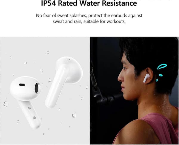 MIBuds 4 Lite Trådlösa Bluetooth 5.3 Hörlurar, Upp till 20 Timmar Batteritid, Touchkontroll Brusreducering IP54 Damm- och Vattenresistens, Snabb Anslutning