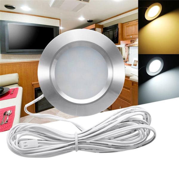 Forsænket 12 LED RV Båd Forsænket Loftslampe 12V LED Lys Rund Form Ultra Tynd Camper Interiør