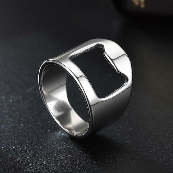 10 stk. Sølv Herre Flaskeåpner Ring Bar Allsidig Rustfritt Stål Ring for Fest (22mm)
