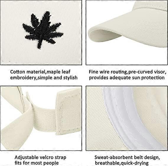 Solhatt for kvinner - Unisex visir, lønnebladbrodert justerbar golfcaps egnet for utendørssport