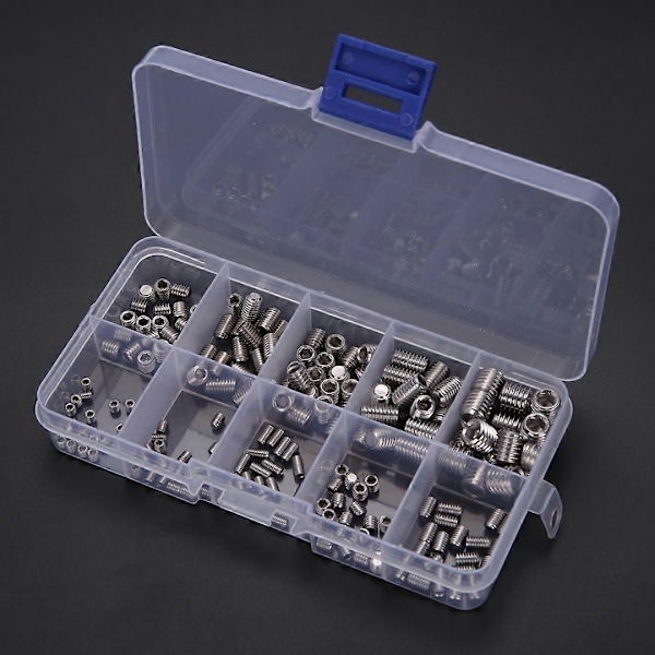 200st 304 Rostfria Stål Skruvar Sortimentslåda Set M3/M4/M5/M6/M8