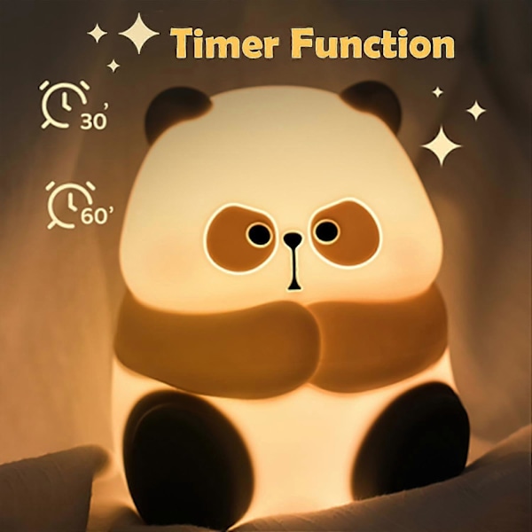 Panda Nattlampe, Kawaii Squishy Dyre Nattlampe, LED Silikon Nattlys Berøringskontroll Sovelampe for Barneromsdekorasjon