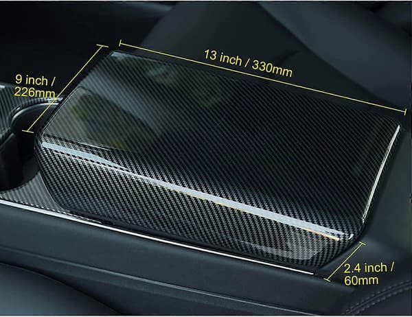 Midtkonsoll armlene deksel for Tesla Model 3 Y 2020 2021 Senterkonsoll Sete Armlene Boks Beskyttelsesdeksel Dekorasjonstrekk (Karbon Sort)