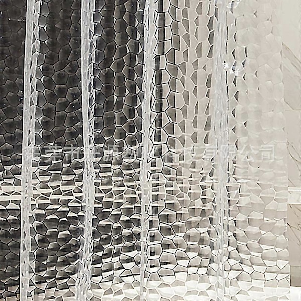 Antimugg Dusjforheng 180 x 200 cm Halvgjennomsiktig EVA Badeforheng Vanntett Vaskbart 3D Badeforheng med 12 Ringer Baderomsforheng PVC-fritt