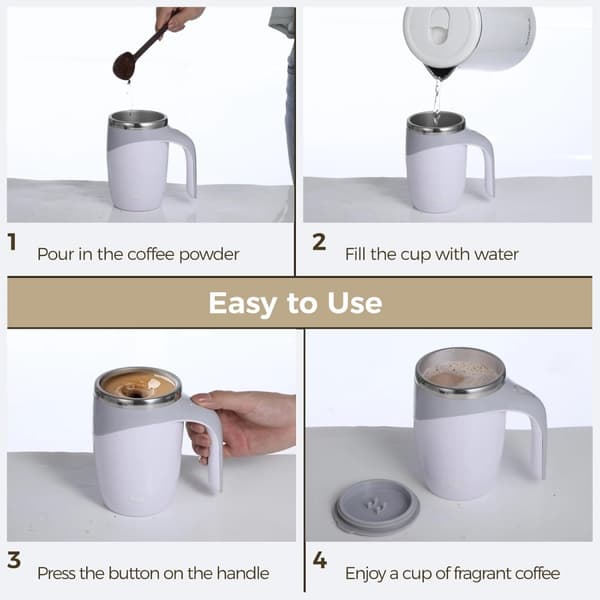 Selvrørende kaffekrus, 2 stk. automatisk adsorberende reise-rørekrus, 393 ml