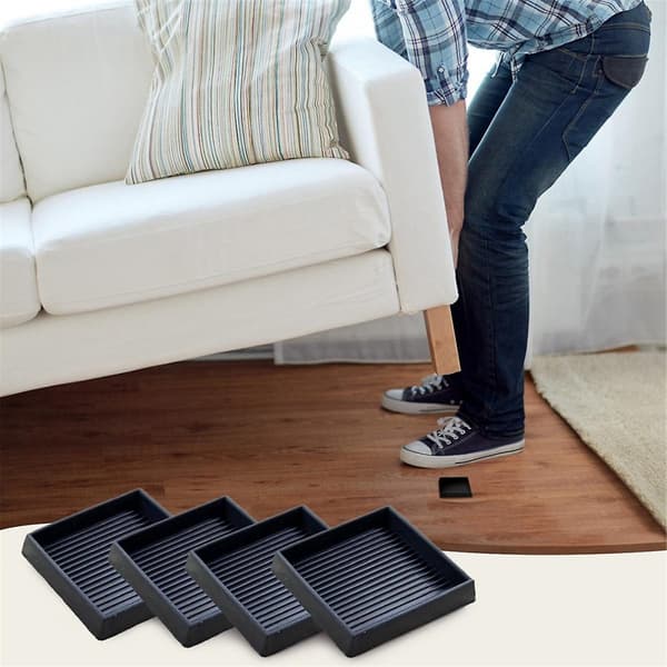 4 stk. anti-møbelputer - 2,5x2,5 tommer firkantede gummi anti-skli hjulkopper, benunderlag - sofa, stol
