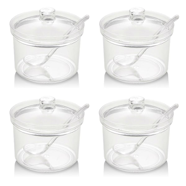 4 Set Klar Sockerskål för Te och Kryddservering 390ml