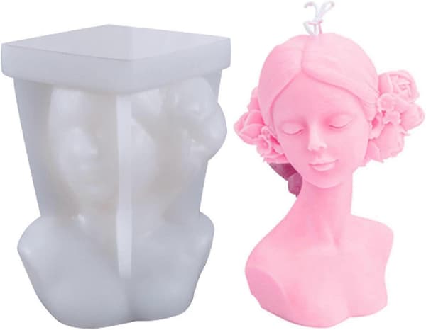 Silikonlysform, 3D kvinne med lukkede øyne - Silikonform - Silikonlysform - DIY lysform - For å lage duftlys (A)