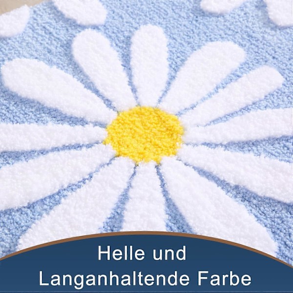 40 x 60cm - Sklisikker badematte for baderom - Myk mikrofiber - Maskinvaskbar - Slitesterk - Superabsorberende - for stue, dusj - Hvit Floral P