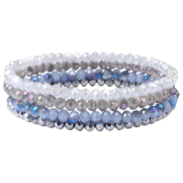 (hvid grå blå) Elegant Perler Stretch Armbånd Håndreb med Flerfarvede Lag Justerbart Modetilbehør til Daglig Casual Brug hvid grå blå