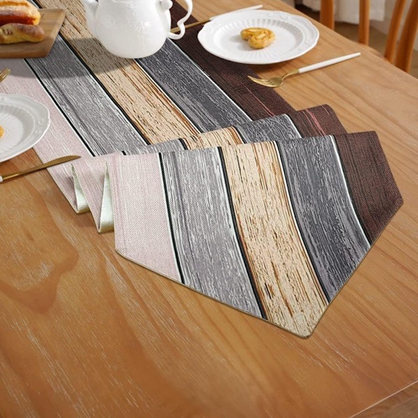 Moderne Rustikk Stripet Tretekstur Bordløper, 33x180cm