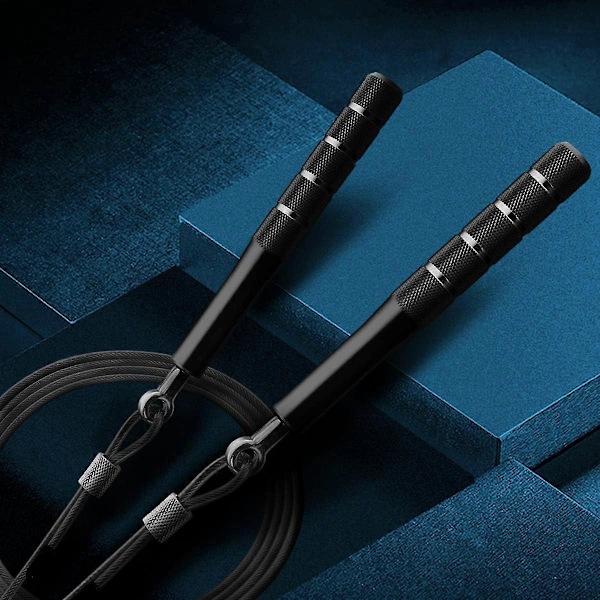 Sort hoppetau, taulengde 3 meter, speed rope for trening og fitness, justerbart hoppetau for voksne, egnet for menn,