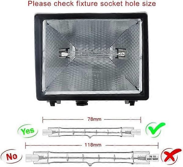 Sett med 5 R7S halogenpærer 78mm 80W 230V, R7S halogenstav 78mm, R7S halogenpære dimbar halogenstavlampe