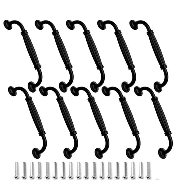 Møbelgreb, 10 stk., skuffe-/dørgreb, aluminiumslegering, 128 mm, sort