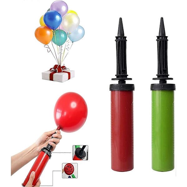 2 stk. ballongpumpe, manuell ballongpumpe, oppblåsbar ballongpumpe, gjenbrukbar ballongluftpumpe, for ballongfester, bursdag, bryllupsseremoni, bryllup
