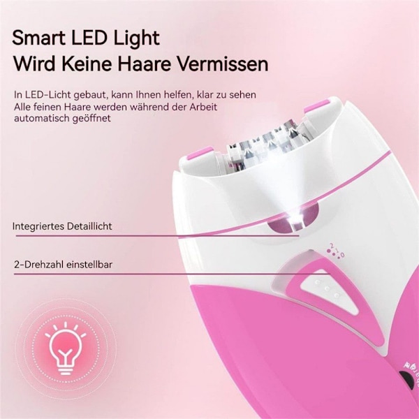 Hårfjerningsapparat til kvinder, effektiv epilator med LED-belysning