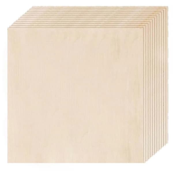 Lindetræsplader 12-pak, 12x12x1/8 tommer krydsfinerplader, 3 mm lindetræ til laserskæring, lasergravering