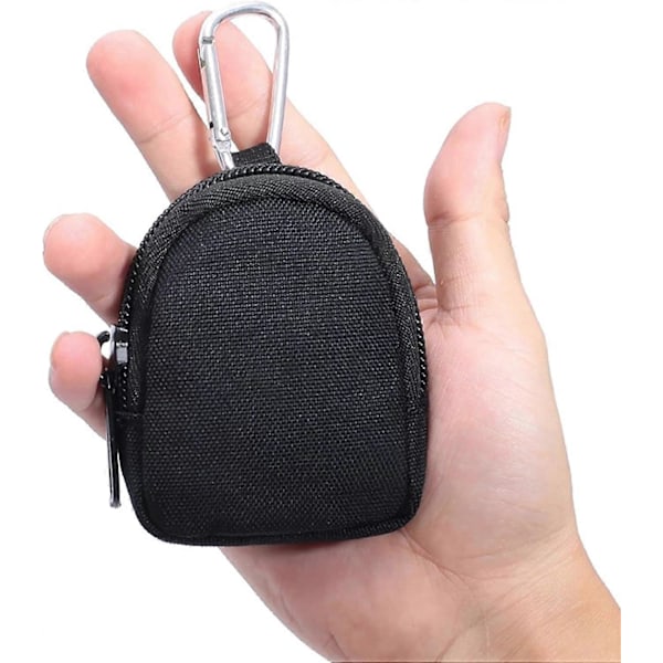 Brun Canvas Myntpung med Glidelås - Kompakt Organizer med Nøkkelringklips for Beltevesker og Reise