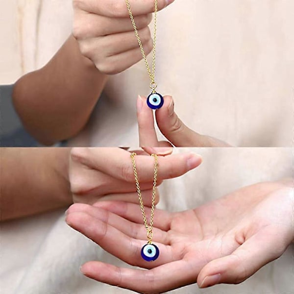 (Sølv) For Evil Eye Halskjede Gullkjede med Blått Øye Anheng for Kvinner Menn Gutter Jenter