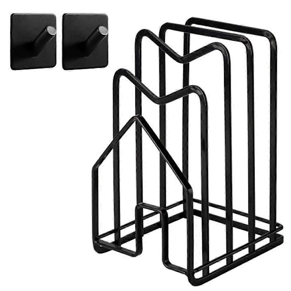 Skärbrädehylla med 2 självhäftande krokar, köksbänk, skärbrädeorganisator, ställ, hållare för grytlock, 12 cm L x 14 cm B x 22 cm H, vit