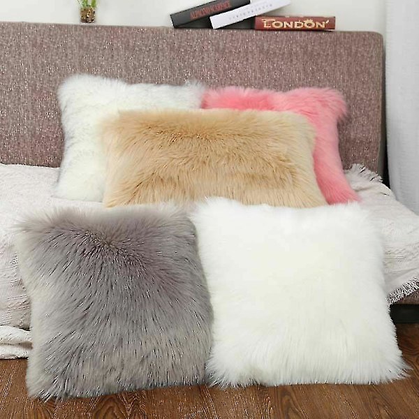 Fuskpäls Kuddfodral Mjuka Fluffiga Plysch Örngott Heminredning-9