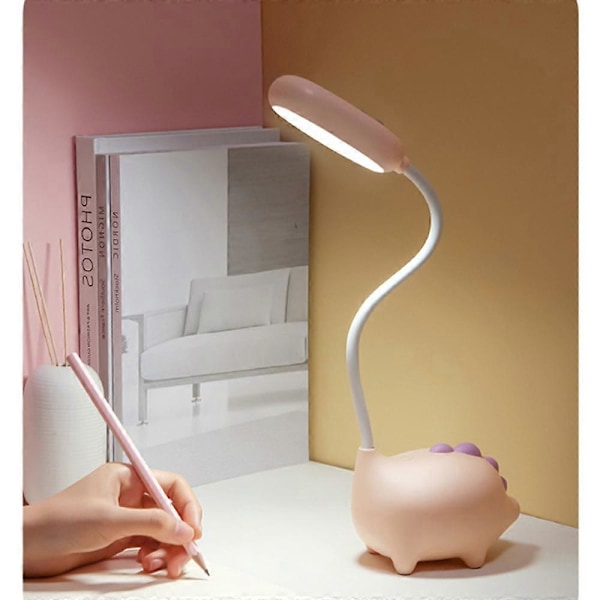 Søt Silikon Dinosaur Lampe, Ubrytelig Plast Medium Størrelse Bordlampe, Bærbar LED Nattlampe med Dimbar Oppladbart Batteri, Øye