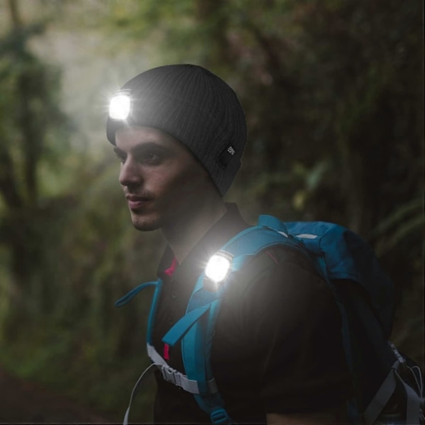 LED Hodelykt Brystlys 2-delt Løpelys med 4 Lysmoduser Sikkerhetslampe med Klips for Utendørs Sport Løping Camping