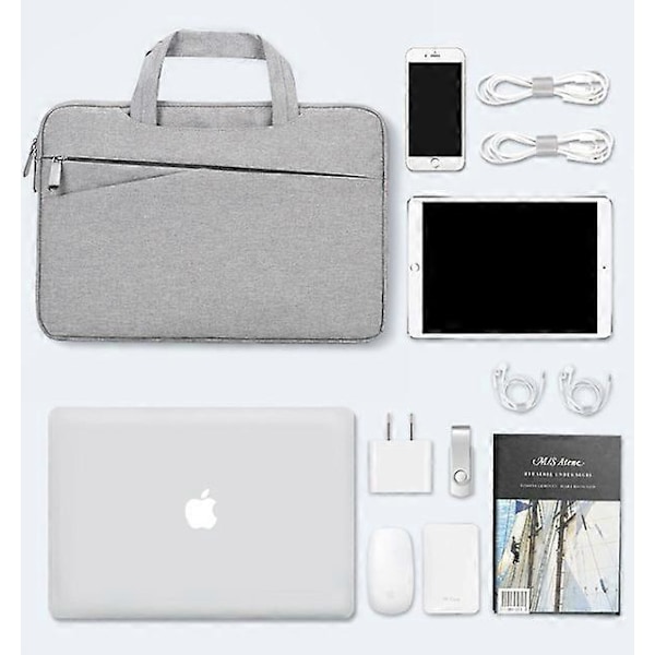 14 tuuman kannettavan tietokoneen suojakotelo, vedenpitävä kannettavan tietokoneen suojapussi kahvalla 14 tuuman HP Lenovo Dell Acer ASUS Chromebook -kannettaville, 15'' Surface Laptop 4/3, harmaa