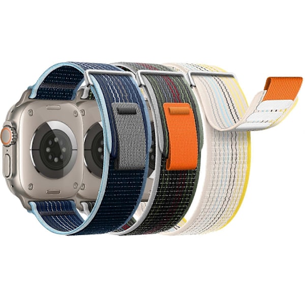 Yhteensopivat pakkaukset Apple Watch -rannekkeille 42mm 44mm 45mm, Nylonkangas Urheilu Vaihtoranneke iWatch Ultra SE Series 9/8/7/6/5/4/3/2/1, 3 tyyliä