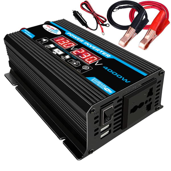 4000w 12v 220v/110v LED AC Bil Strømomformer Omformer Lader Adapter Inversor Dobbel USB Transformator