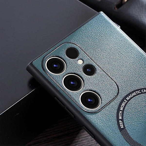 Magnetiskt Magsafe-skal Kompatibelt med Samsung Galaxy S23 Ultra, Skyddande Skal i PU-läder