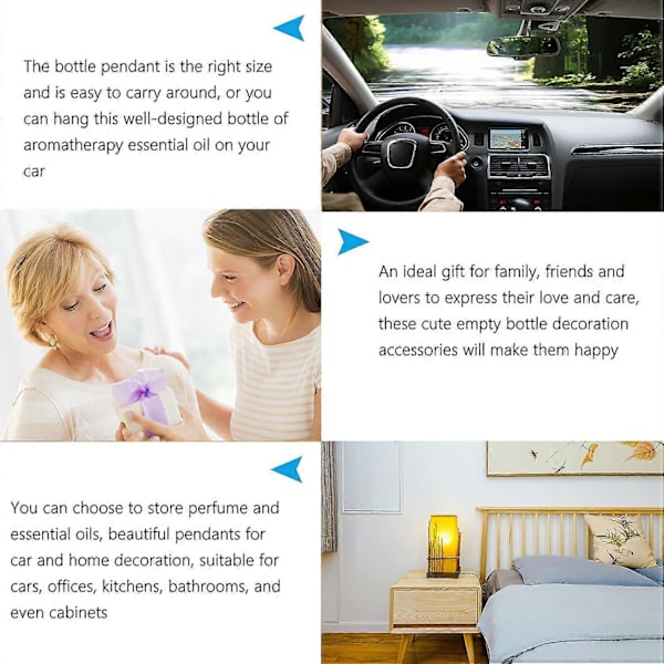 10-pack Bilhängande Diffuser Glas Parfymflaskor Tomma Luftfräschare Diffuser Flaska Hänge Olja Parfym Aromaterapi Flaska Ornament Dekor (Rund)