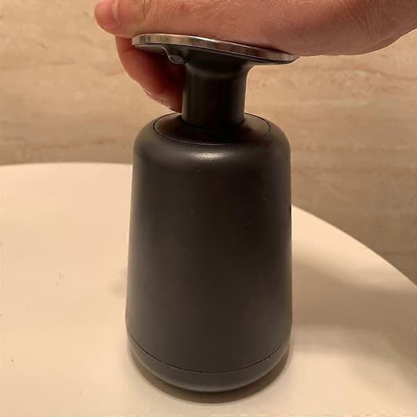 Hygienisk badrumstvålpump, påfyllningsbar grå/rostfritt stål