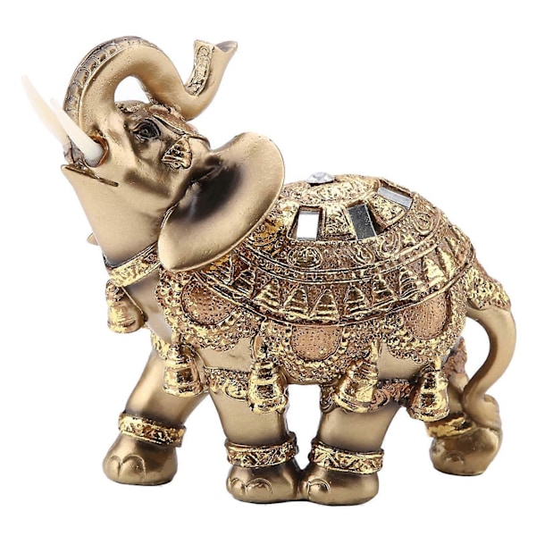 Gyllen Elegant Elefantstatue for Hjemmedekorasjon L 11.5 x 6 x 11.5cm/4.5 x 2.4 x 4.5in