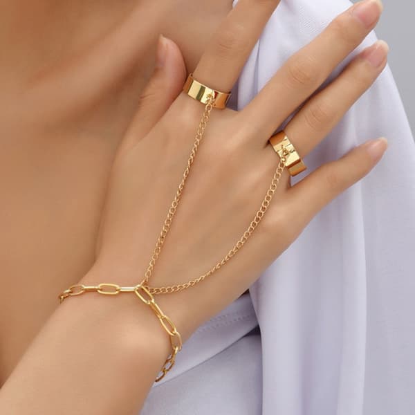 Krystalarmbånd Guld Håndsele Armbånd Fingerringe Håndtilbehør til Kvinder og Piger - -I