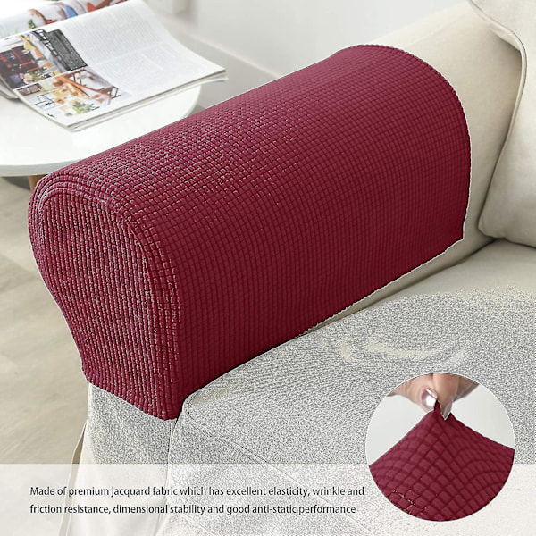 Jacquard stretch soffa fåtölj armstödsöverdrag set, halkfritt möbelskydd armstödsöverdrag för soffa vilstol