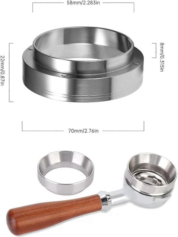 58 mm Kaffedoseringsring i rostfritt stål Espresso Doserings Tratt Kaffemaskinstillbehör