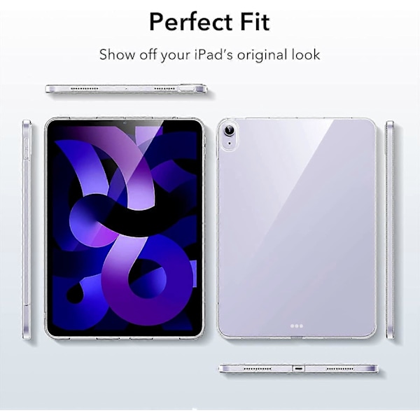 Transparent Baksida Kompatibel med iPad Air 5:e Generationen 2022 och iPad Air 4:e Generationen 2020, Transparent Baksida, Pennhållare 2