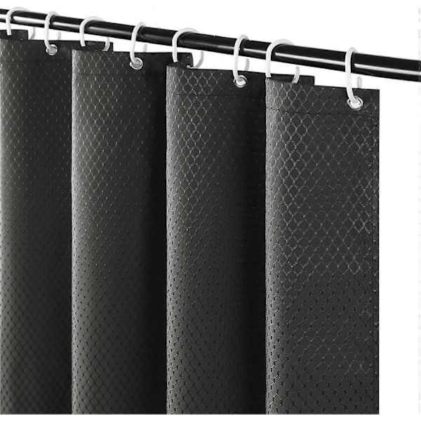 Muggbestandig Dusjforheng Vanntett og Vaskbart Stoff Tykt Lite Dusjforheng i Mørkegrå Vaffel Polyester for Badekar 80x180cm