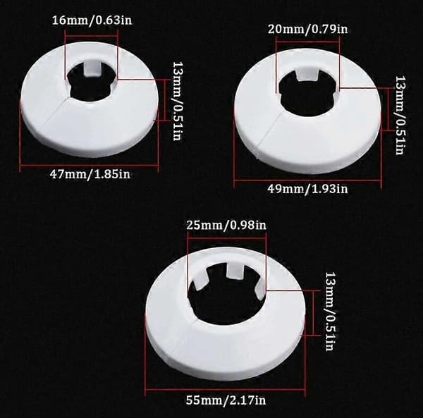 Förpackning med 24 Radiator Rosett Rörskydd för Radiator Värme VVS Golv Vägg Hålskydd 16mm/20mm/25mm