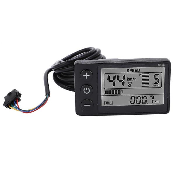 S866 Elektrisk Sykkel Display LCD Meter 24V 36V 48V Elektrisk Sparkesykkel Kontrollpanel med SM Plugg