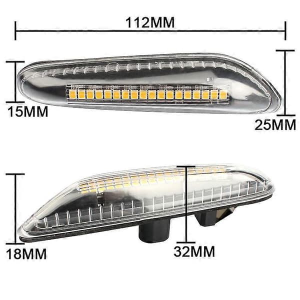 2 stk. 12V 5W Bil LED Bremselys Side Markeringslys Blinklys Til E82 E88 E60 E61 E90 E91 E92 E93 (Transparent)