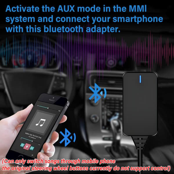 AMI Bluetooth-ljudadapter för Audi MDI MMI 3G-system, Bluetooth 5.0-adapter Kompatibel Bluetooth-bilsats för VW Audi A3 A4 A7 R7 S5 Q7 A6L A8L A4L Se