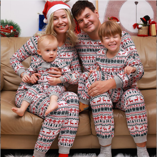 Familj Förälder-Barn Matchande Hem Set Pyjamas Julpyjamas Mum M