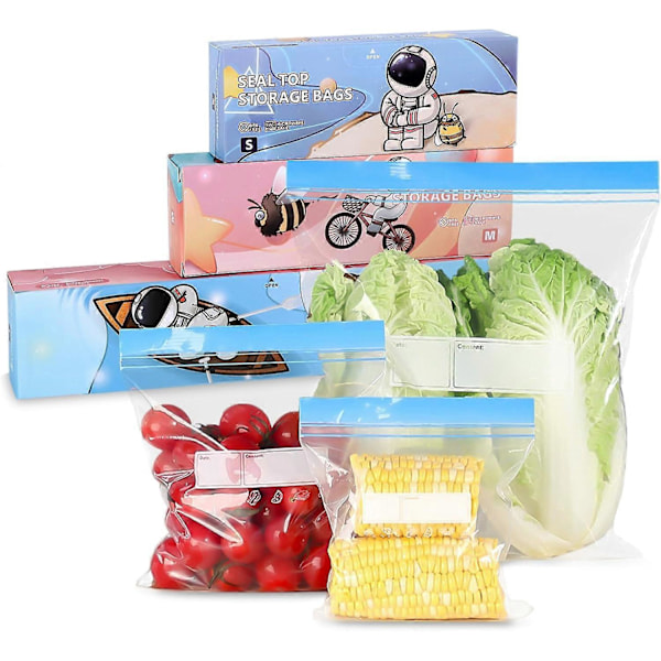 Ziplock-påsar, 3 storlekar återanvändbara fryspåsar, matförvaringspåsar för snacks, frukt, kött, grönsaker, spannmål (70 st.)