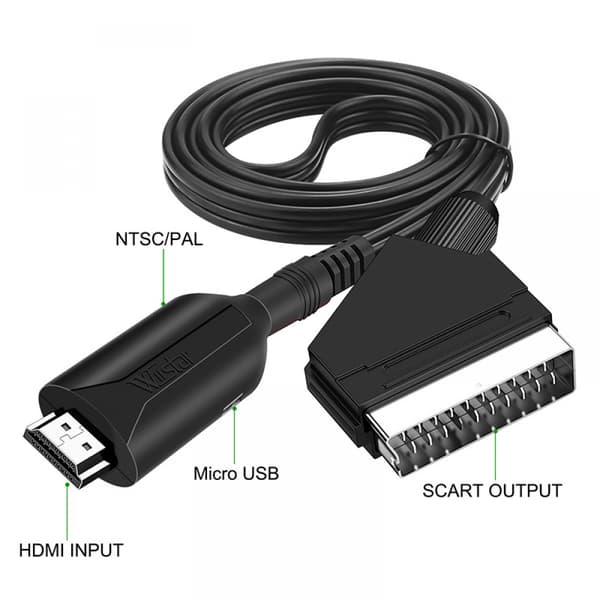 HDMI til Scart-kabel 1 meter lang direkte forbindelse praktisk konvertering Fk Tw