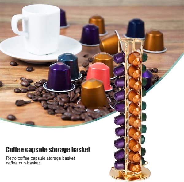 360° Roterbar Nescafe Kaffekapselholder Gylden 40 Pose Holder