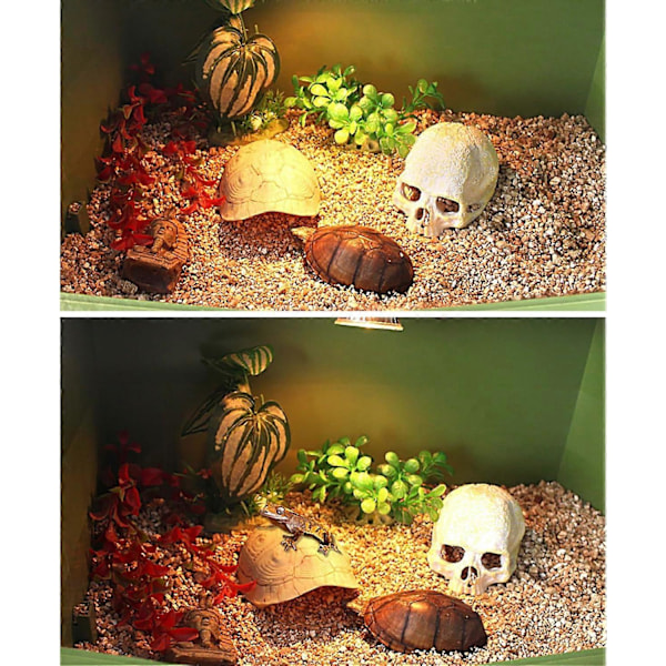 Skilpaddeskall Reptilskjul Terrarium med Gjemmelekehuler Resin Klatreplattform