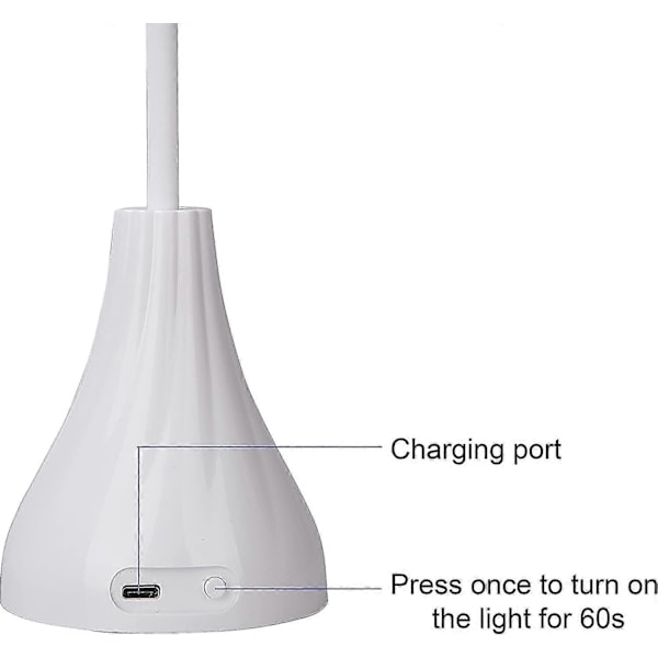 Mini Kannettava 18W Langaton Ladattava LED-kynsilamppu USB-kaapelilla (Valkoinen)
